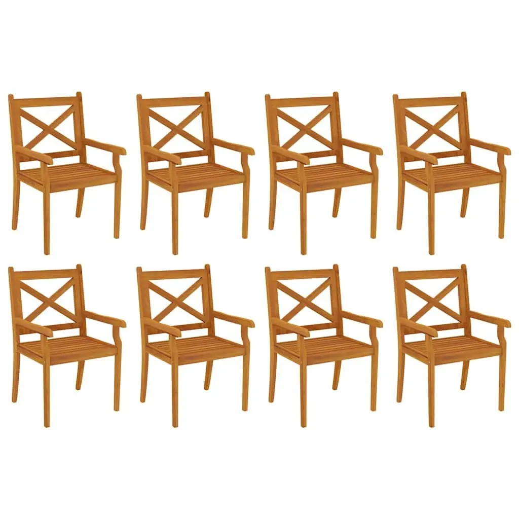 9 Piece Outdoor Dining Set Brown Solid Wood Acacia Garden Table Chairs