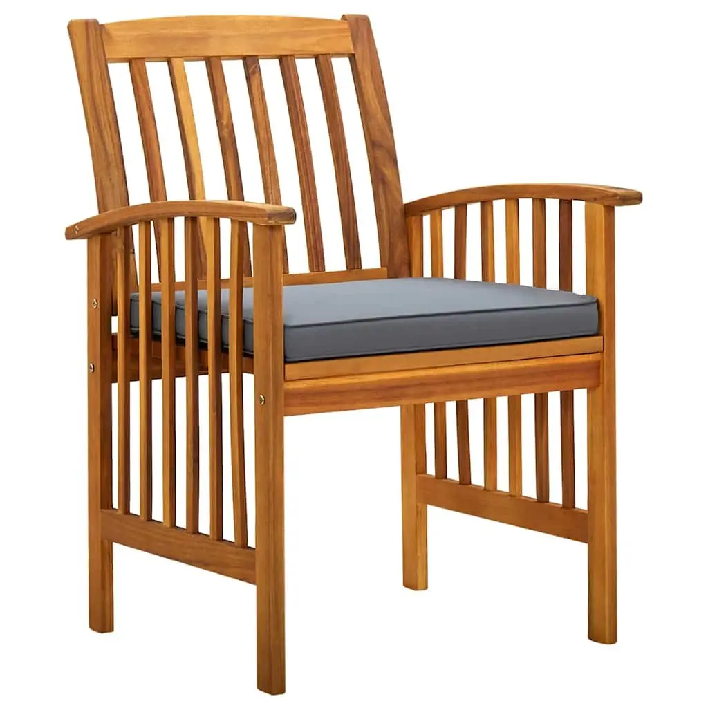 9PieceGardenDiningSetOutdoorFurnitureGreySolidAcaciaWoodTableandChairswithCushions