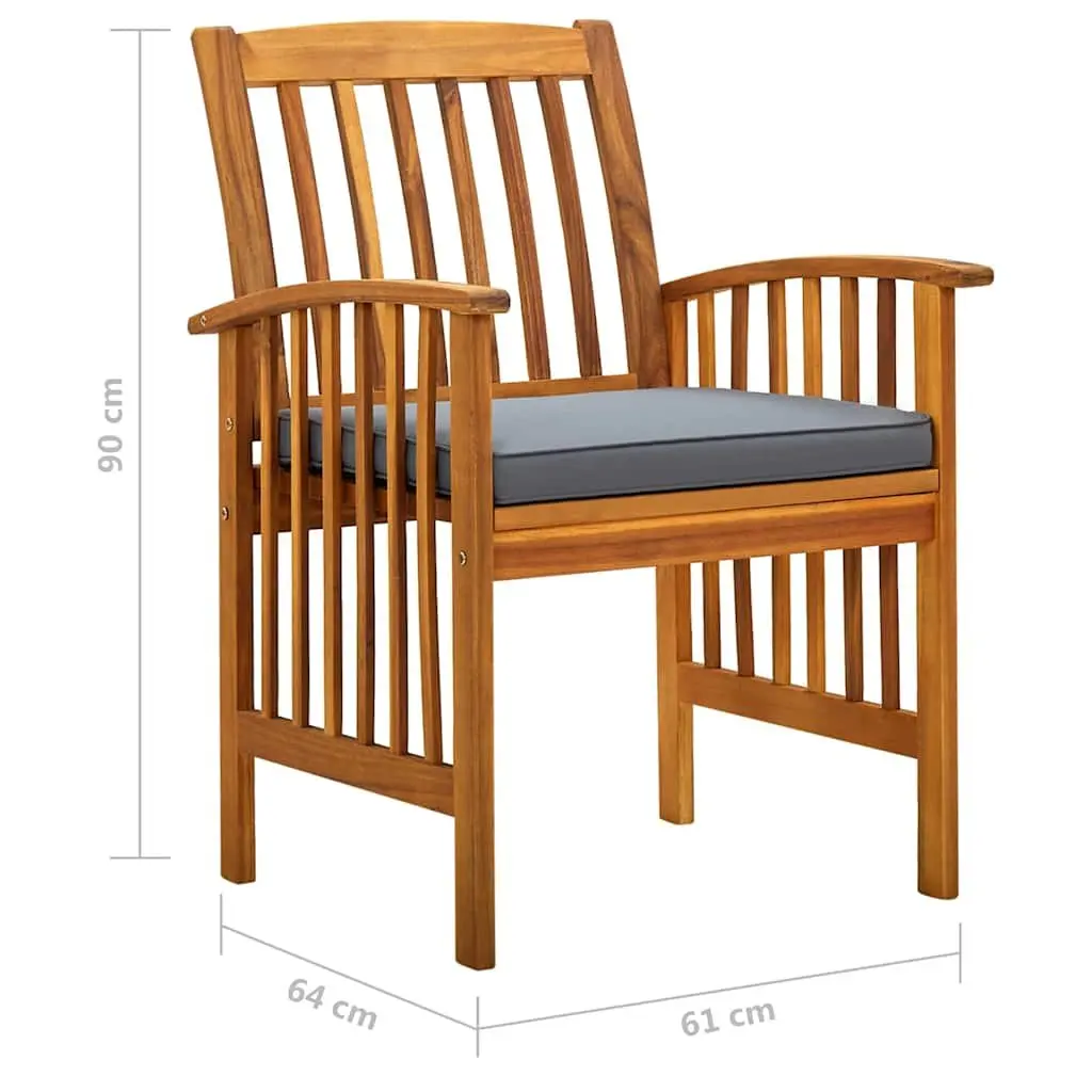 9PieceGardenDiningSetOutdoorFurnitureGreySolidAcaciaWoodTableandChairswithCushions