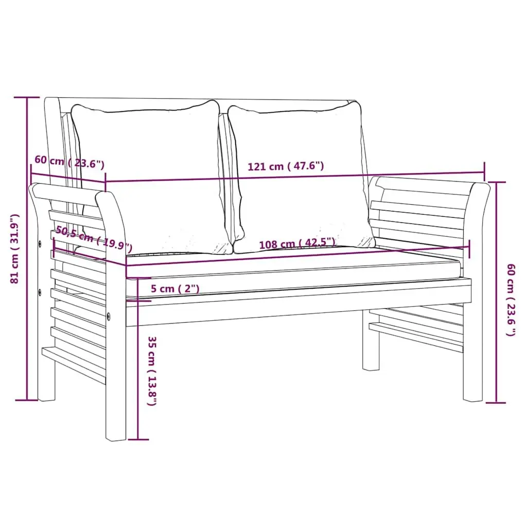 4 Piece Outdoor Lounge Set Solid Acacia Wood Brown Furniture with Cushions