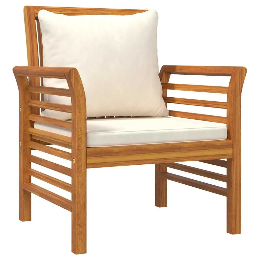 4 Piece Outdoor Lounge Set Solid Acacia Wood Brown Furniture with Cushions