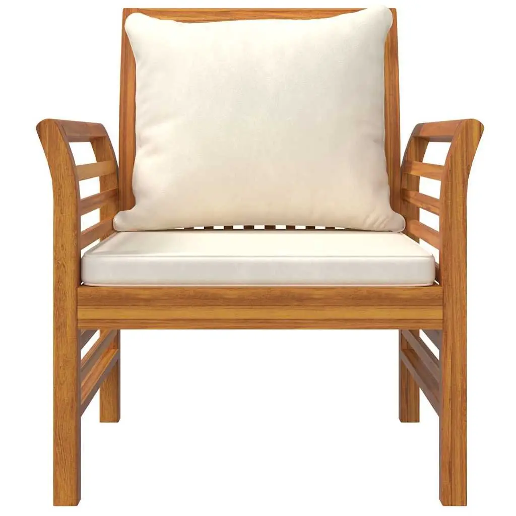 4 Piece Outdoor Lounge Set Solid Acacia Wood Brown Furniture with Cushions