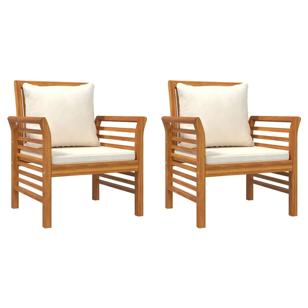 4 Piece Outdoor Lounge Set Solid Acacia Wood Brown Furniture with Cushions