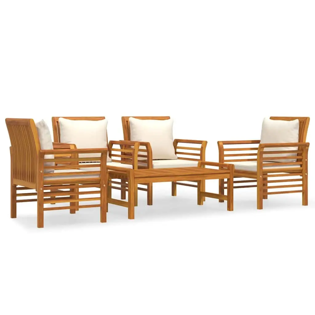 Garden Lounge Set 5 Piece Outdoor Furniture with Cushions Brown Wood Patio