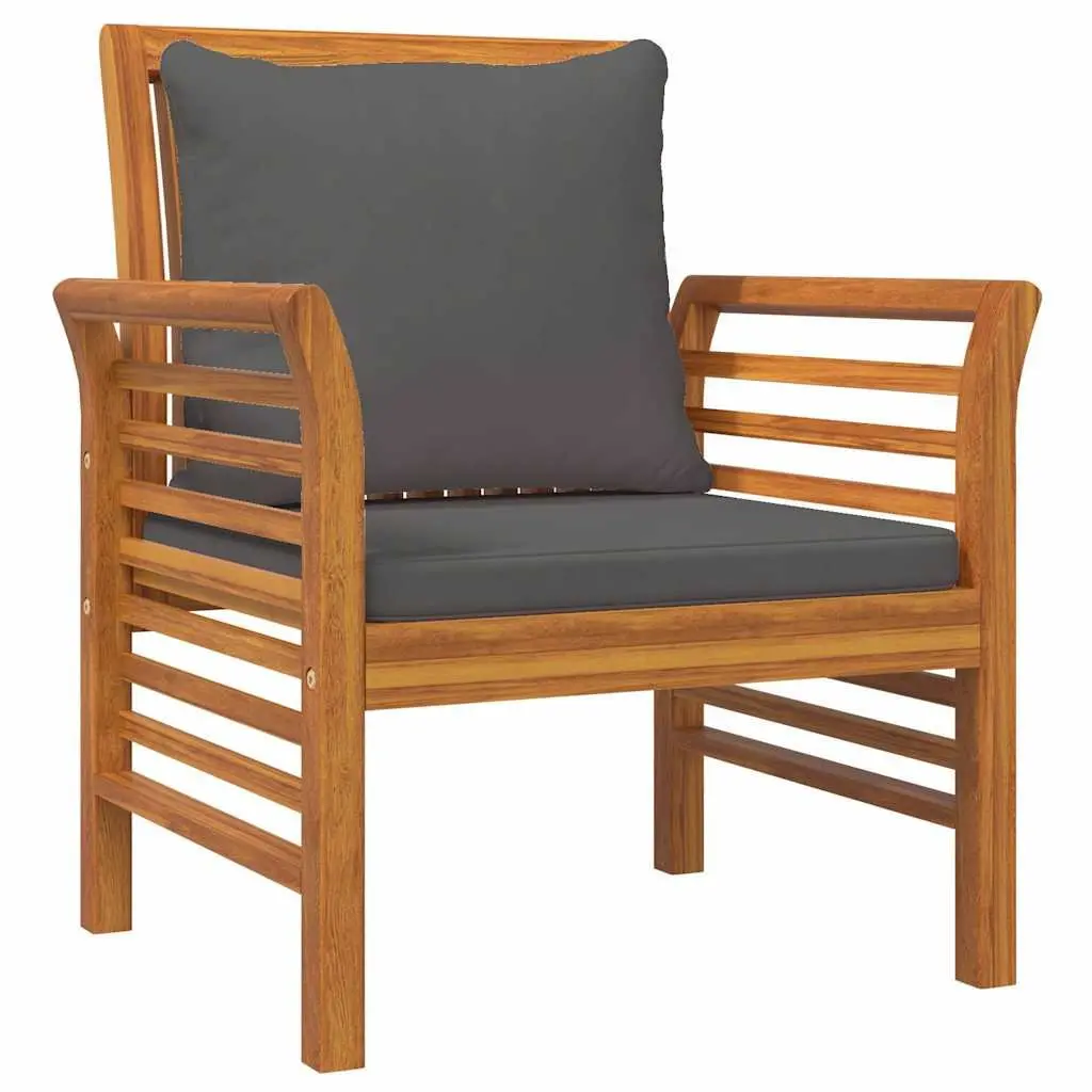 4 Piece Garden Lounge Set with Cushions Solid Acacia Wood Outdoor Furniture