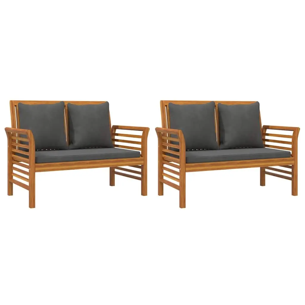 Outdoor Furniture Set 3 Piece Acacia Wood Brown with Cushions for Relaxation