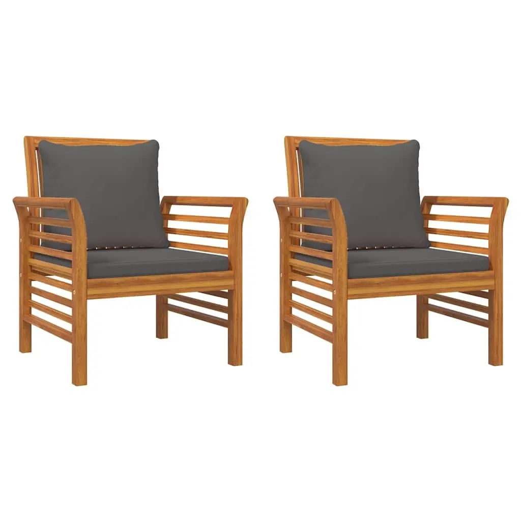 5 Piece Outdoor Garden Lounge Set Solid Acacia Wood Brown with Cushions