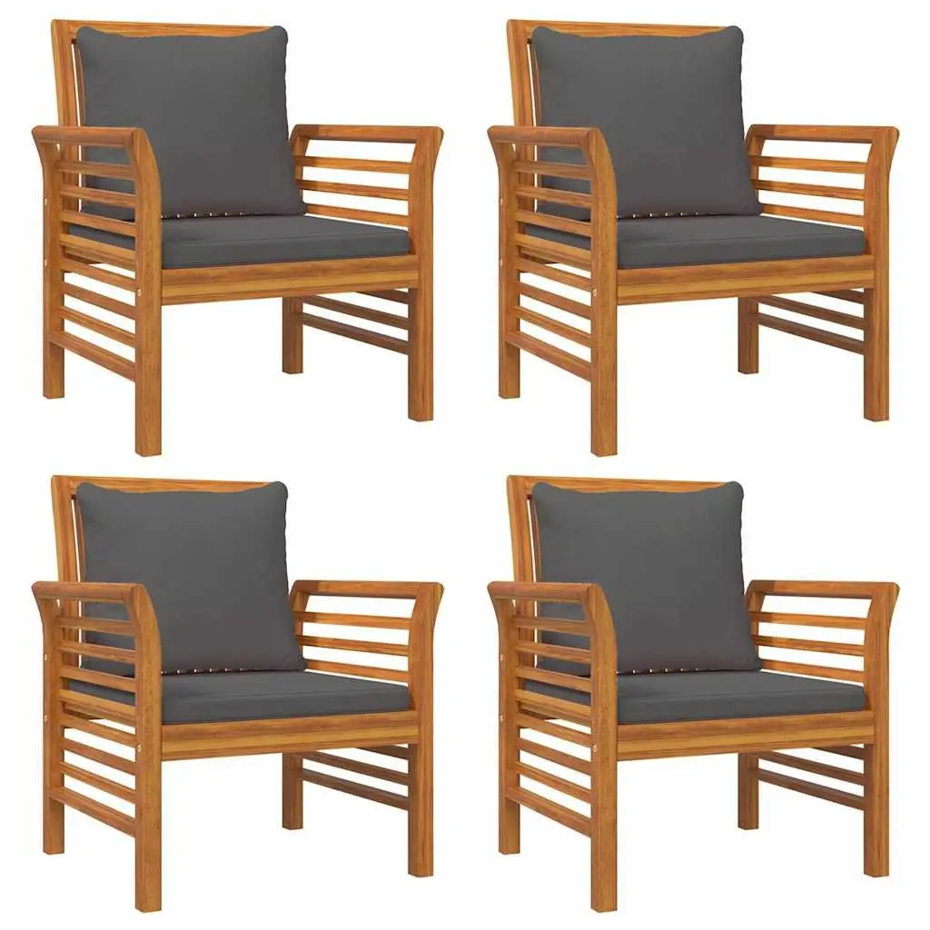Garden Lounge Set Solid Acacia Wood 5 Piece Outdoor Furniture Brown with Cushions
