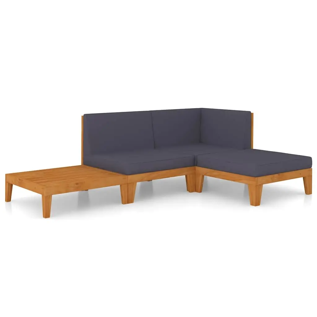 Garden Lounge Set Modular Outdoor Furniture Solid Acacia Wood 4 Piece Grey with Cushions