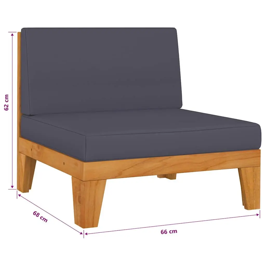 Garden Lounge Set Modular Outdoor Furniture Solid Acacia Wood 4 Piece Grey with Cushions
