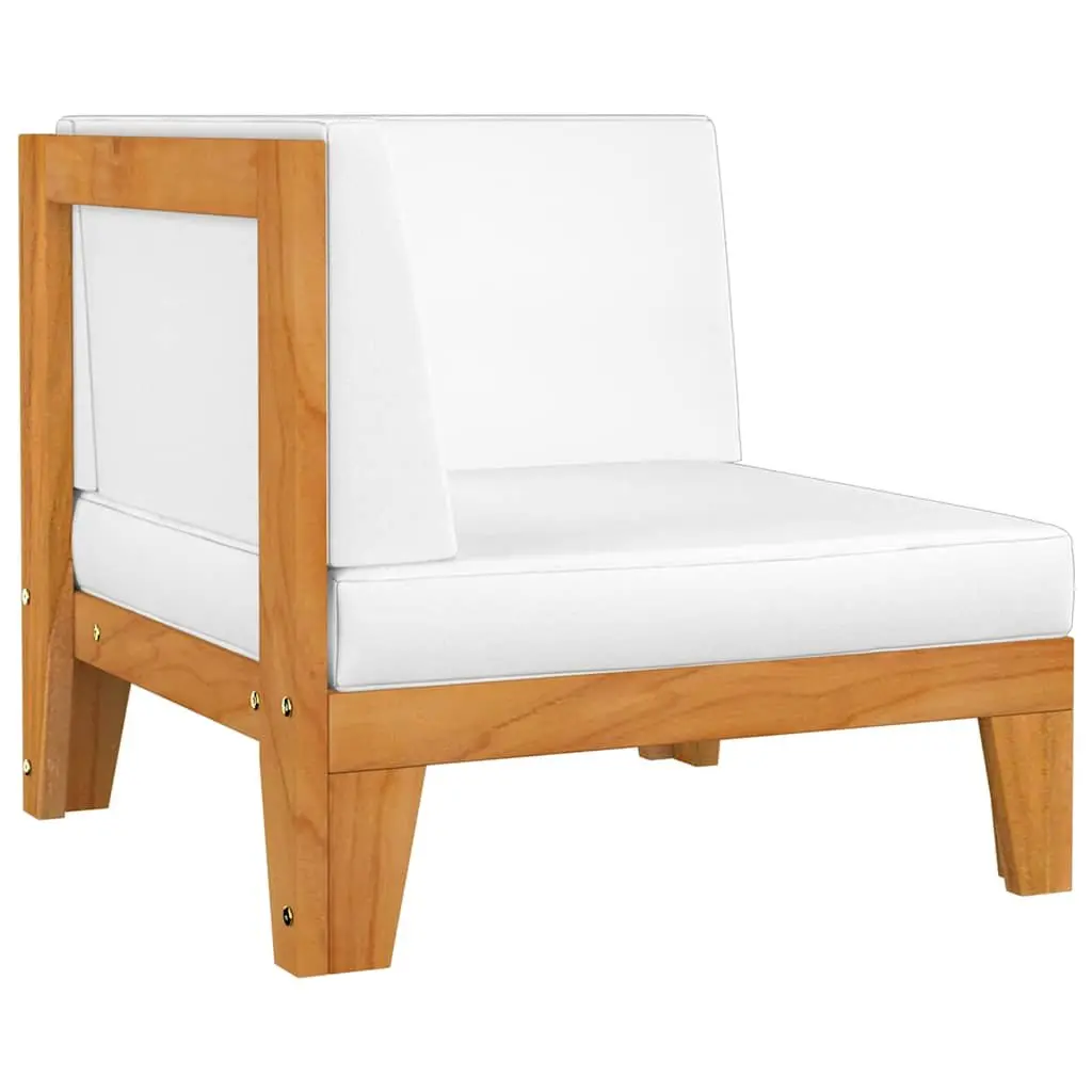Garden Lounge Set Modular Sectional Solid Acacia Wood 6 Piece Outdoor Furniture with Cushions White
