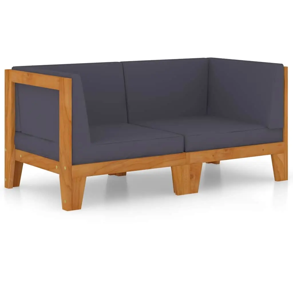 2-Seater Outdoor Sofa with Cushions Solid Acacia Wood Garden Patio Furniture