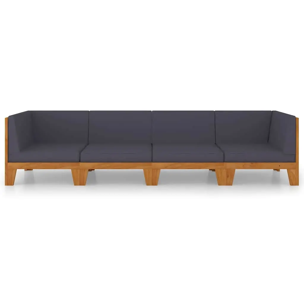 Garden Lounge Set 4 Piece Outdoor Furniture Grey Acacia Wood with Cushions