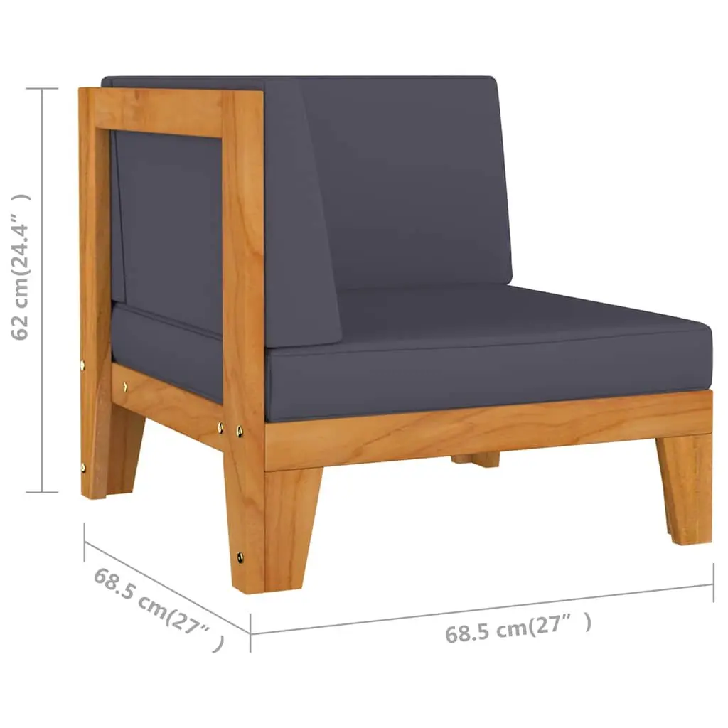 Garden Lounge Set 10 Piece Acacia Wood Modular Grey Outdoor Furniture with Cushions