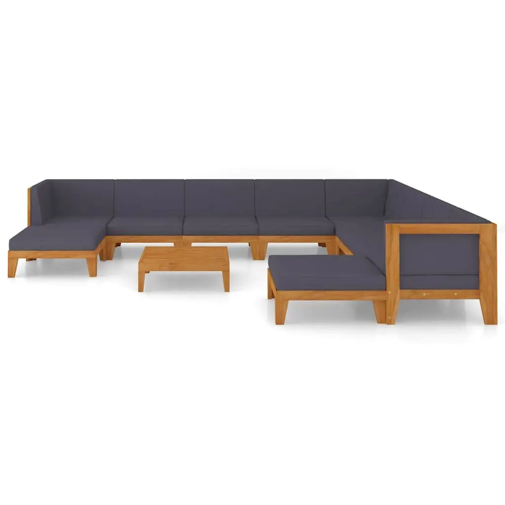 Garden Lounge Set 11 Piece Modular Outdoor Furniture Solid Acacia Wood Grey with Cushions