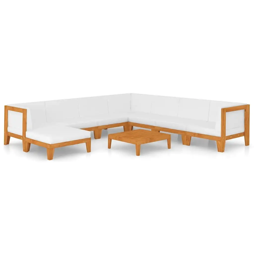 Garden Lounge Set 9 Piece Outdoor Furniture with Cushions Solid Acacia Wood
