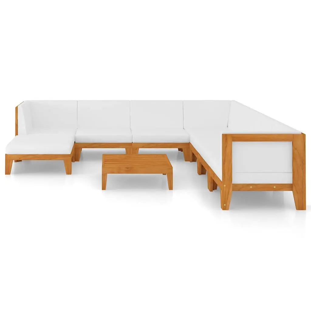 Garden Lounge Set 9 Piece Outdoor Furniture with Cushions Solid Acacia Wood