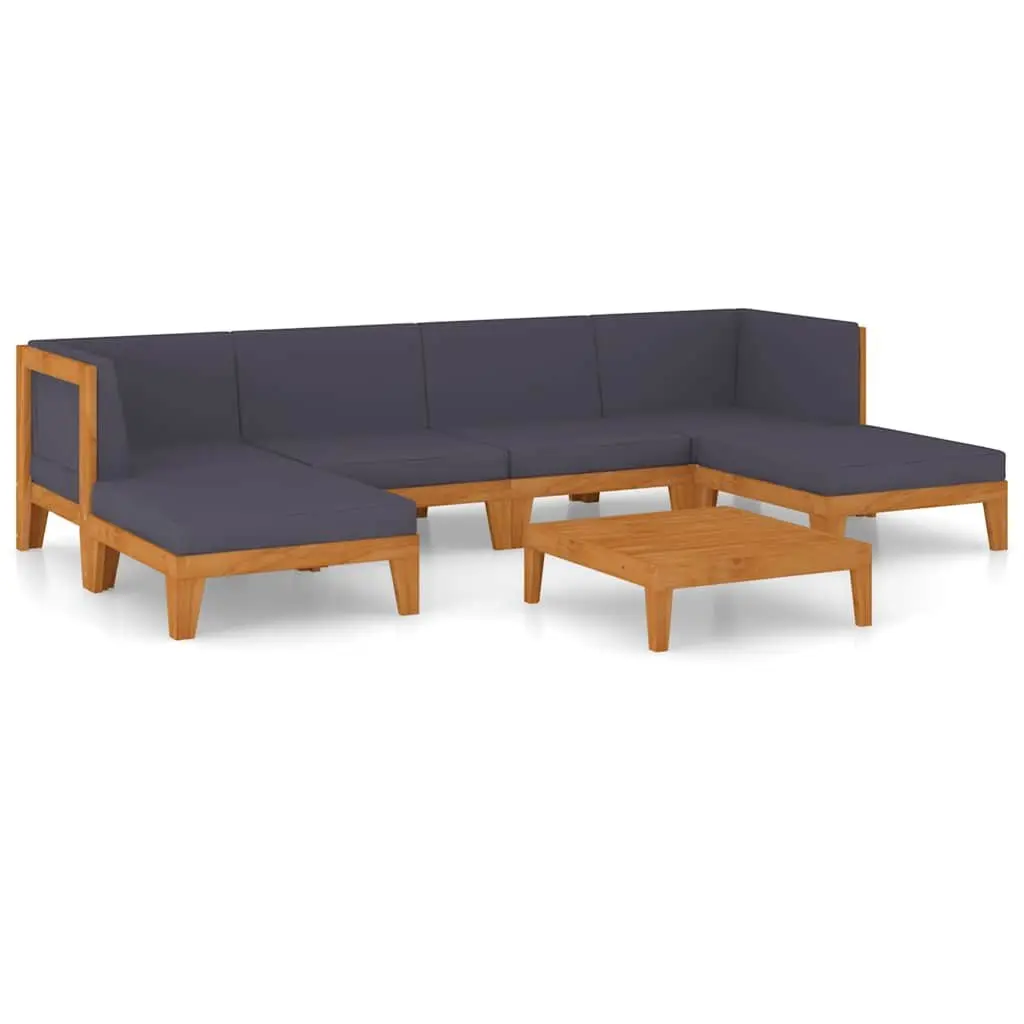7 Piece Garden Lounge Set Acacia Grey Outdoor Furniture Modular Cushions