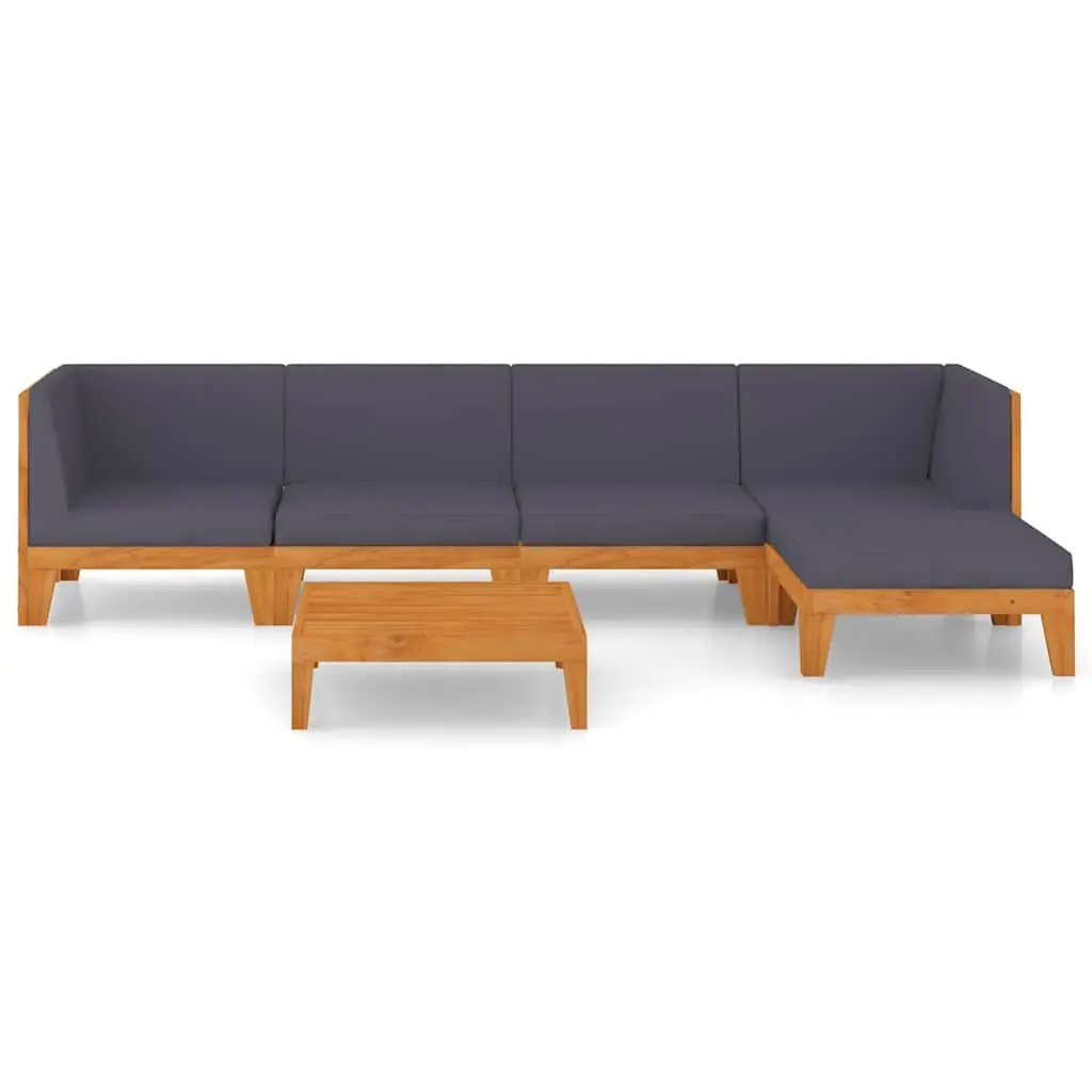 Garden Lounge Set 6 Piece Outdoor Furniture Grey Acacia Wood with Cushions