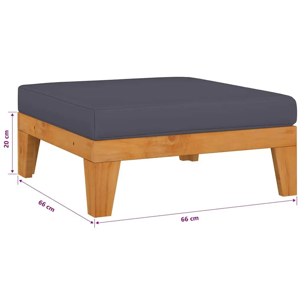 Garden Lounge Set Modular Acacia Wood 6 Piece Outdoor Furniture Grey Cushions