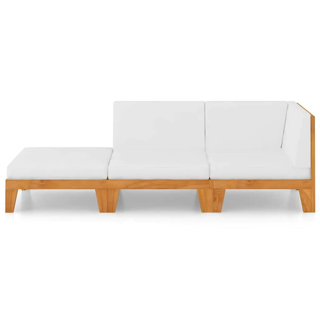 Outdoor Garden Lounge Set 3 Piece Modular Patio Furniture with Cushions White