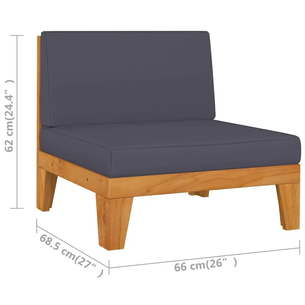 Garden Lounge Set 8 Piece Outdoor Furniture Grey Cushioned Acacia Wood Patio