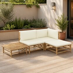 Versatile 4 Piece Bamboo Lounge Set for Your Outdoor Comfort