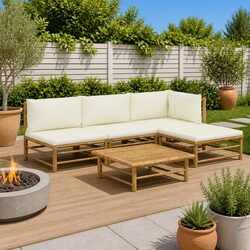 5 Piece Bamboo Lounge Set Ideal for Outdoor Gatherings
