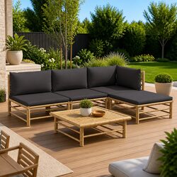 Versatile 5 Piece Bamboo Lounge Set for Your Patio