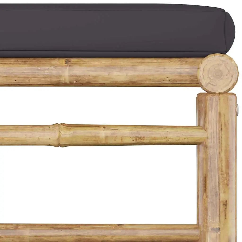 5 Piece Bamboo Garden Lounge Set Outdoor Furniture with Grey Cushions Modular