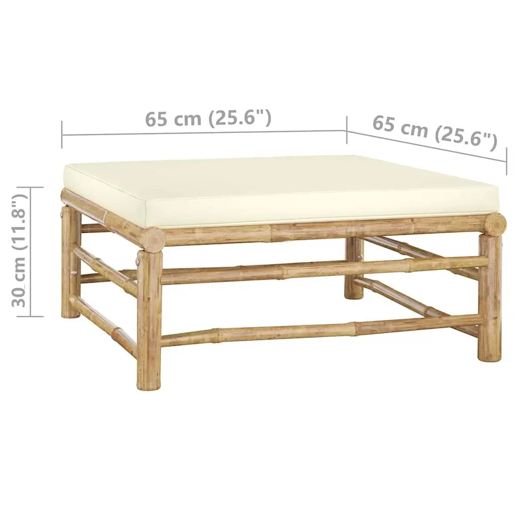 Modular Lounge Set Bamboo Outdoor Furniture White Cushion 5 Piece