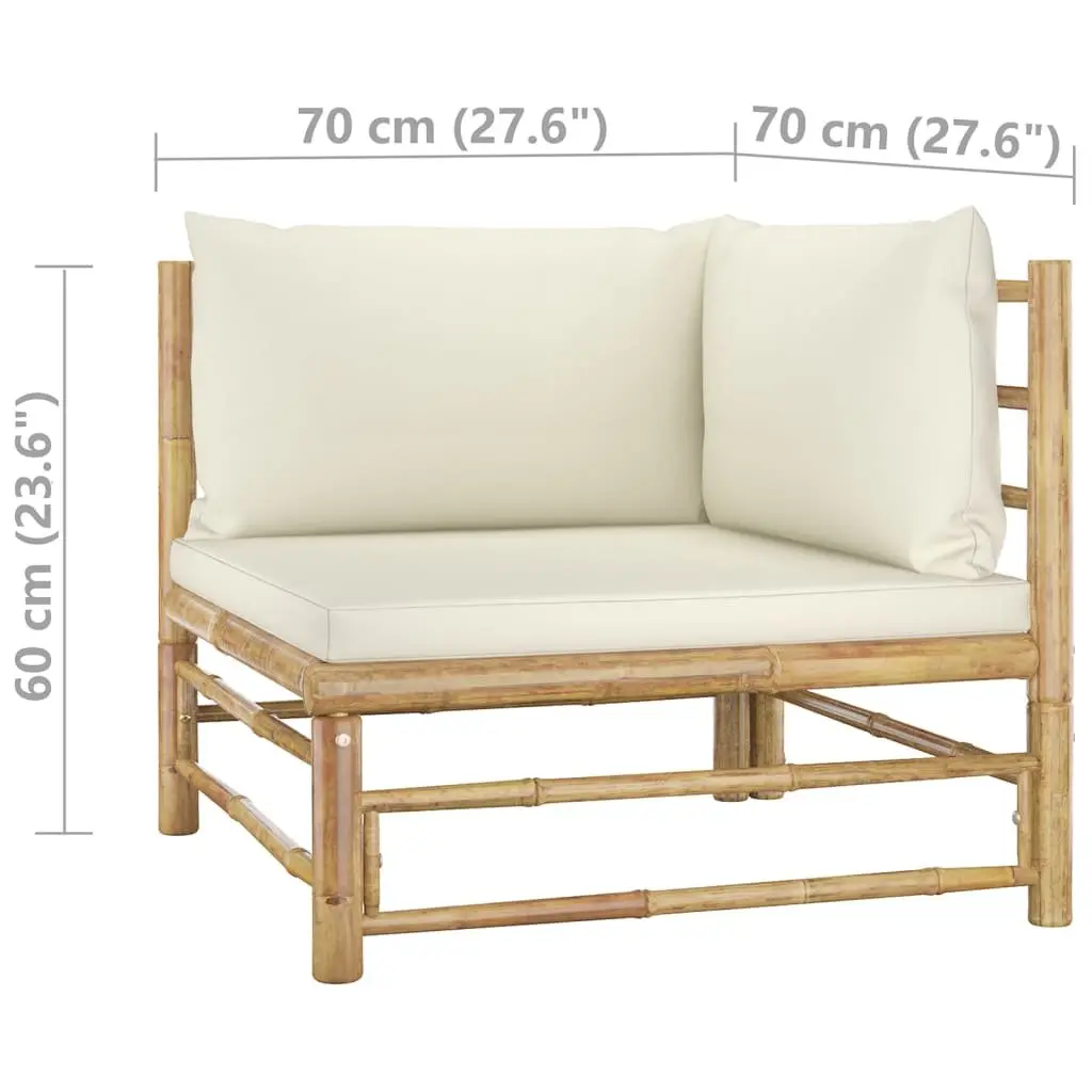 Garden Lounge Set Bamboo Modular 7 Piece Outdoor Furniture Cream White