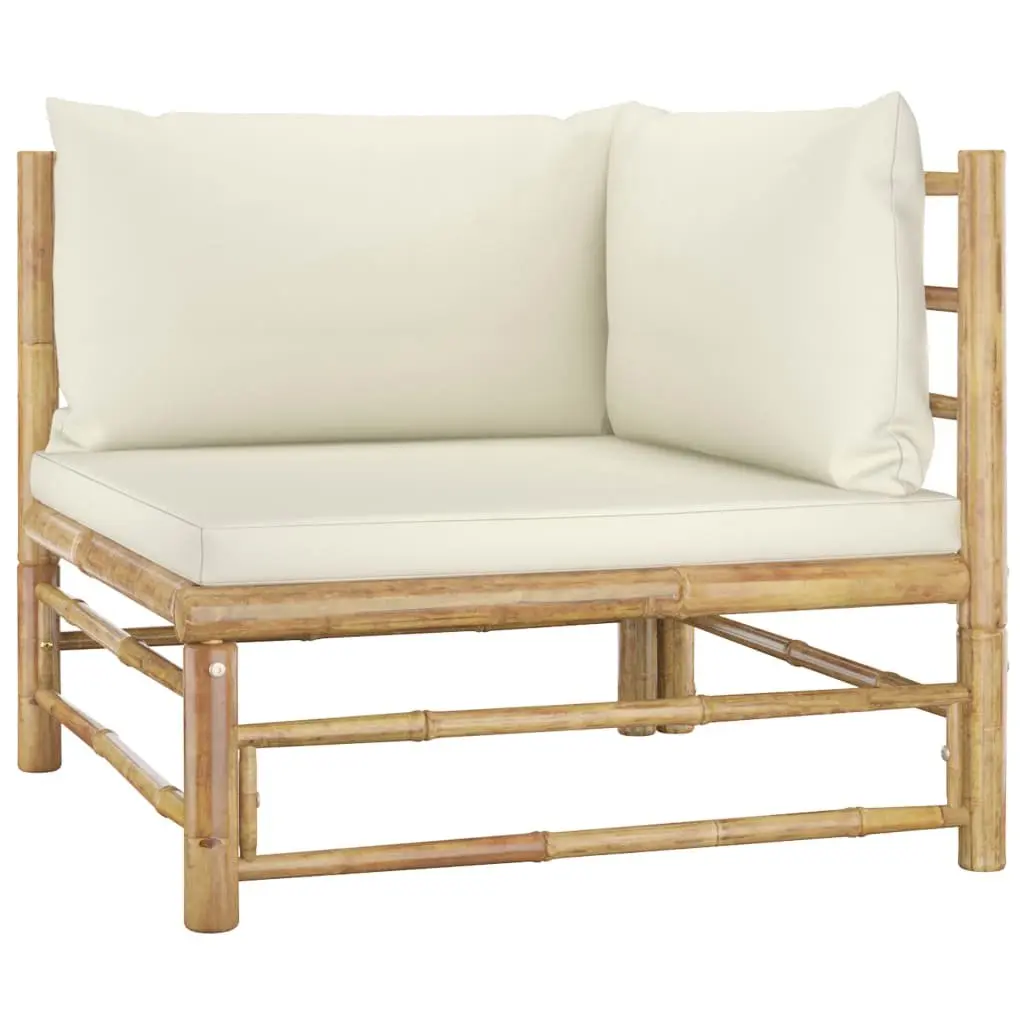Garden Lounge Set Bamboo Modular 7 Piece Outdoor Furniture Cream White