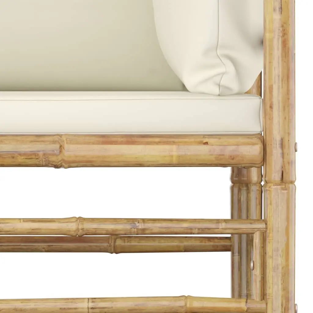 Garden Lounge Set Bamboo Modular 7 Piece Outdoor Furniture Cream White
