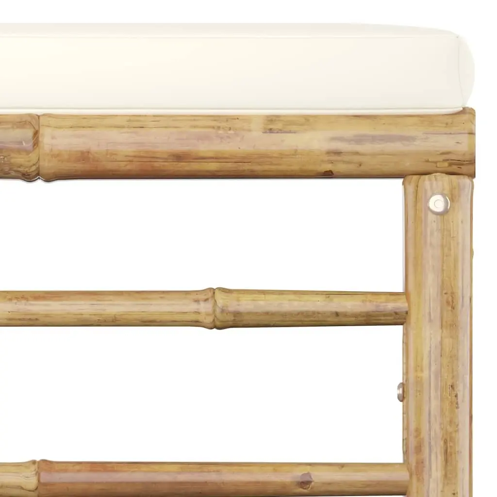 Garden Lounge Set Bamboo Modular 7 Piece Outdoor Furniture Cream White