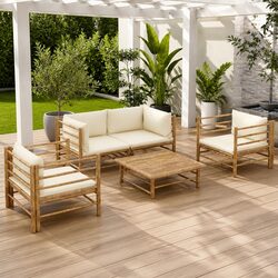 Versatile 5-Piece Bamboo Garden Lounge Set for All Spaces