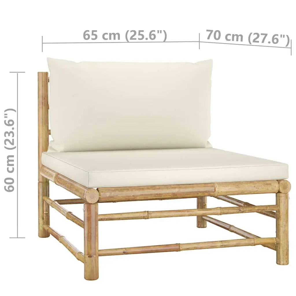 Garden Lounge Set Bamboo Modular 6 Piece Outdoor Furniture Patio Seating Cream