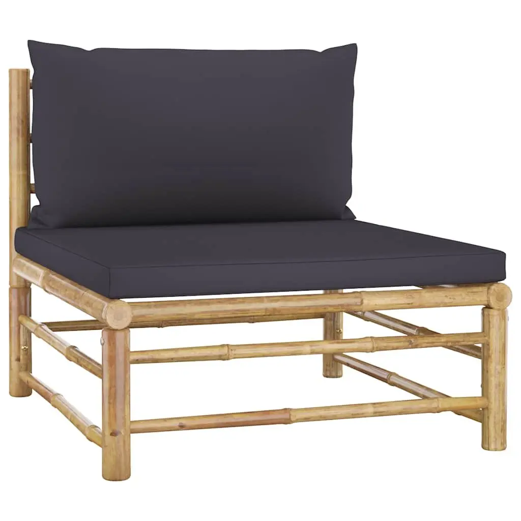 Bamboo Modular Outdoor Furniture 6 Piece Garden Lounge Set with Cushions Dark Grey