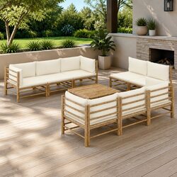 Practical 9 Piece Bamboo Lounge Set for Outdoor Living