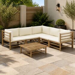Practical 6-Piece Bamboo Lounge Set for Outdoor Living