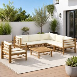 Versatile 7-Piece Bamboo Lounge Set for Your Patio