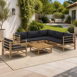 Versatile Bamboo Lounge Set with Washable Cushions