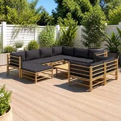 Practical 10-Piece Bamboo Lounge Set for Any Outdoor Area