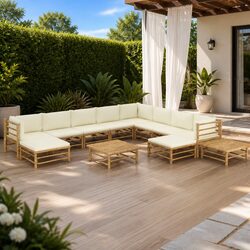 Versatile 12-Piece Bamboo Lounge Set for Outdoor Relaxation