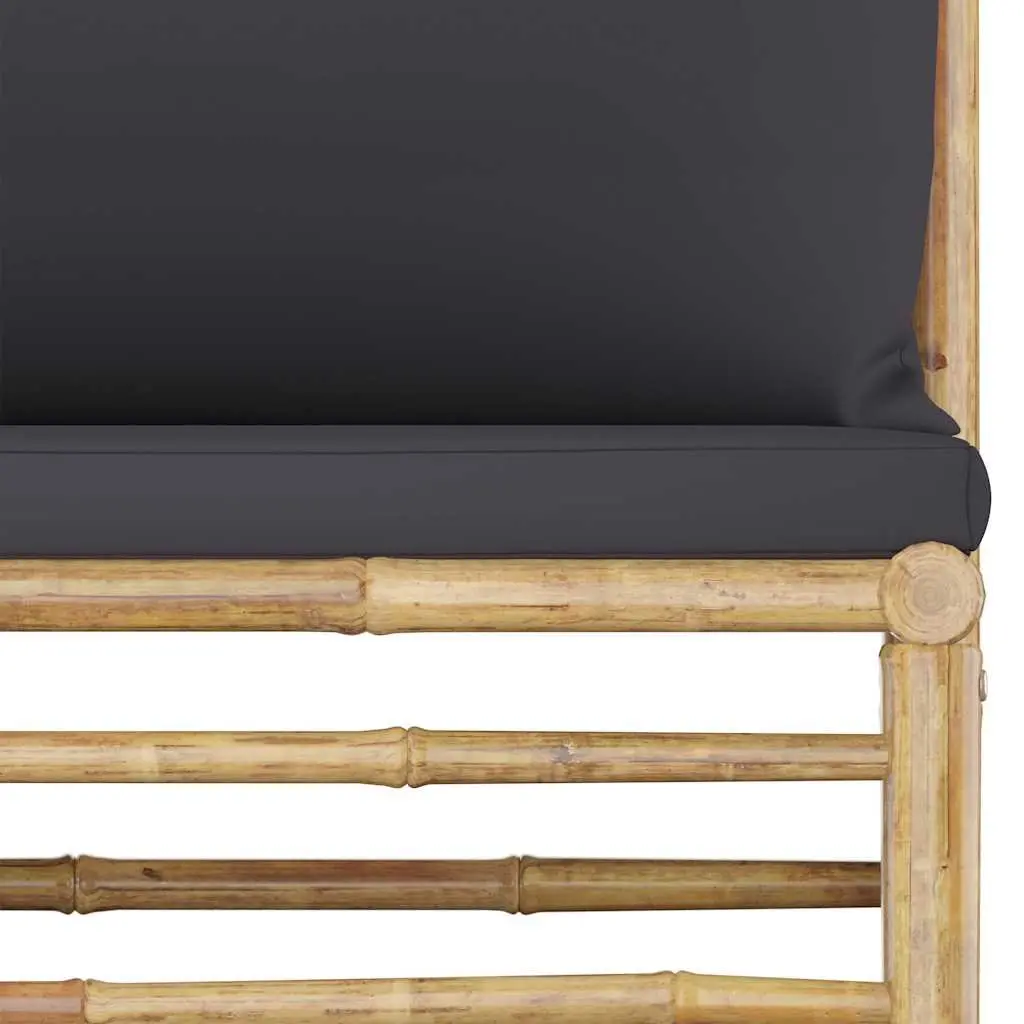 Garden Lounge Set Bamboo Modular 12 Pieces with Dark Grey Cushions