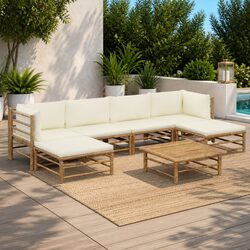 Versatile 7-Piece Bamboo Garden Lounge Set for Outdoor Use
