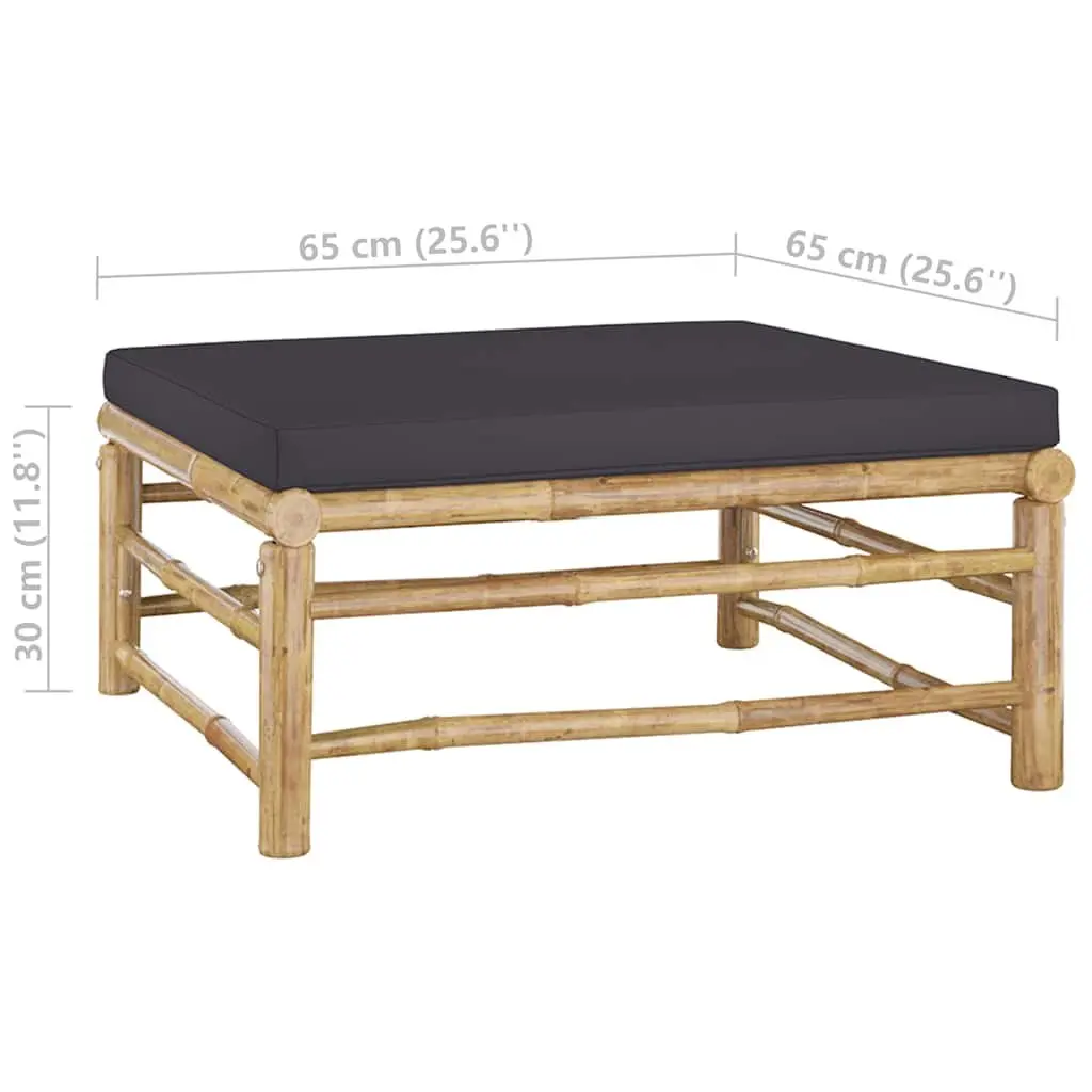 7 Piece Bamboo Garden Lounge Set Outdoor Patio Furniture Dark Grey Cushions