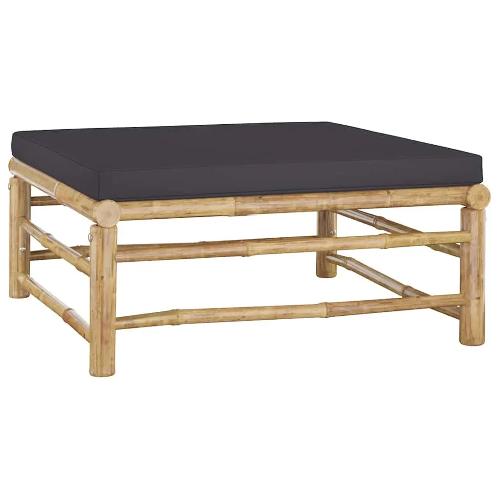 7 Piece Bamboo Garden Lounge Set Outdoor Patio Furniture Dark Grey Cushions