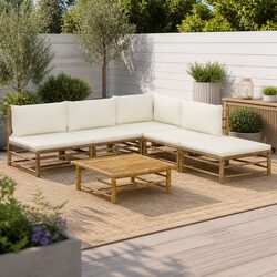 6-Piece Bamboo Lounge Set for Versatile Outdoor Seating