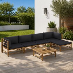 Practical 6-Piece Bamboo Lounge Set for Your Garden